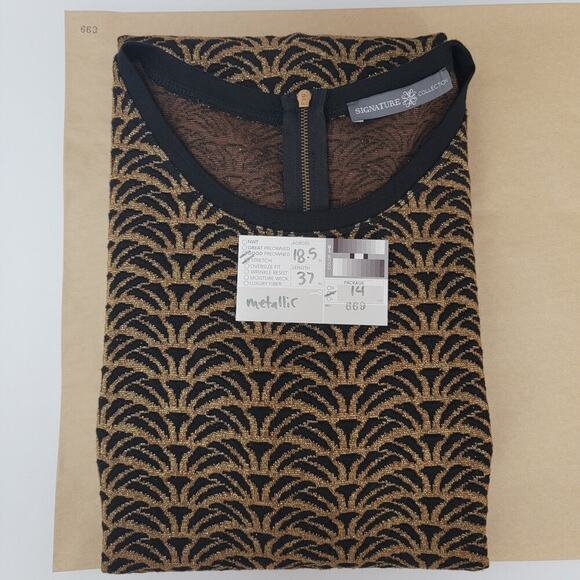 Metallic Quilted Short Sleeve Dress Medium Signature Collection 669 - Picture 11 of 11